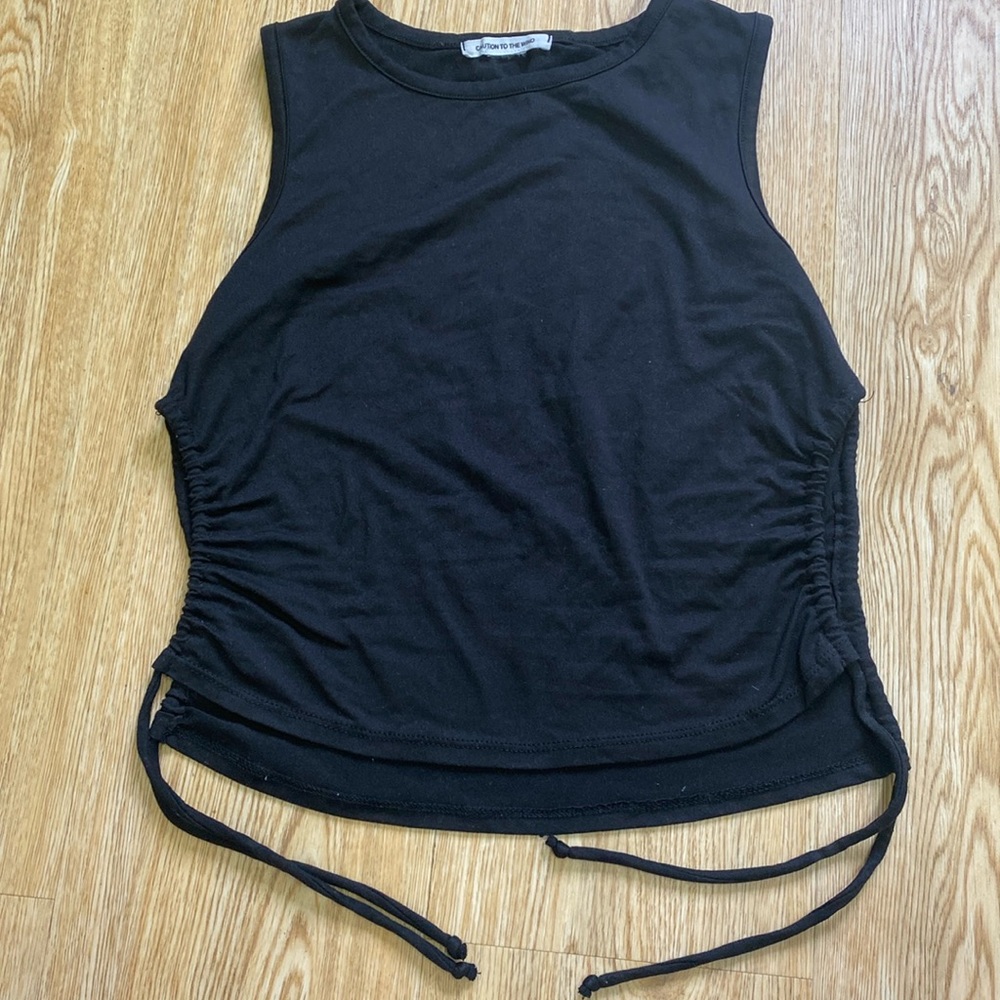 adjustable length caution to the wind black crop top